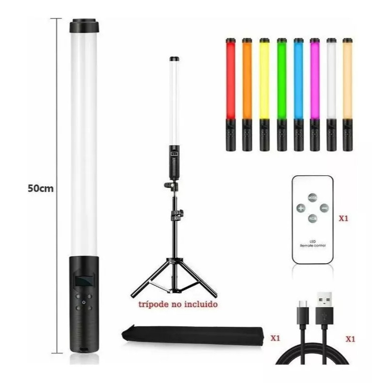 Bastão De Led Fotografia Colorido Rbg Light Stick Portatil