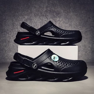 Sapatos de Buraco Homens Sandálias de Praia Antiderrapantes de Verão ins Trendy 2024 Novo Estilo Exterior Vestir Homens Baotou Half Slippers