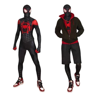 Fantasia Cosplay C/ Lentes Miles Morales Filme Homem Aranha Verso
