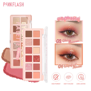 PINKFLASH Original # PinkDessert Sobremesa Rosa 12 Sombras Paleta Sombra Alta Pigmento Fino E Pó Suave Sem Crueldade De Longa Duração