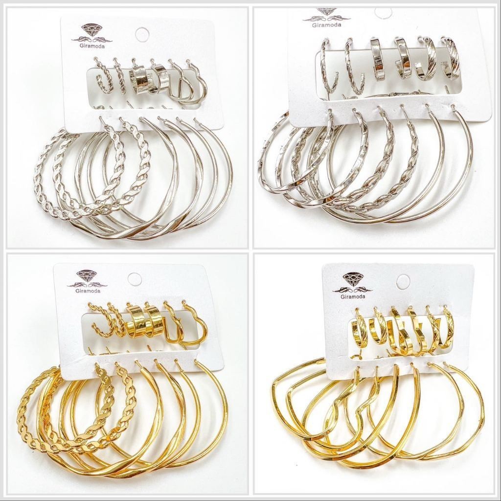 6 Pares De Brincos E Acessórios Criativos Simples Moderno Exagerada