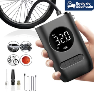Mini Compressor De Ar Portátil Recarregável Digital USB Calibrador Pneu Envio Imediato