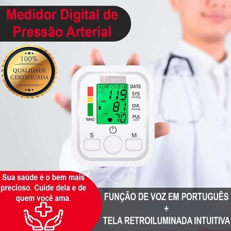 Monitor digital de pressão arterial de braço totalmente automático