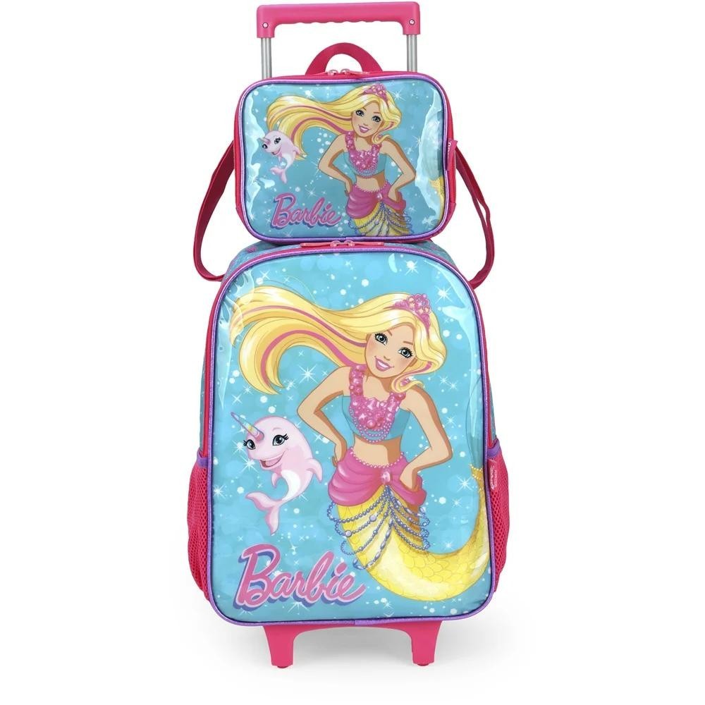 Kit Mochila De Rodinhas E Lancheira Luxcel Barbie Verde | Shopee Brasil