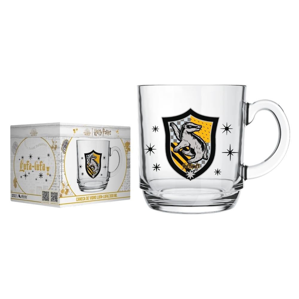 Caneca Vidro 300ml Harry Potter Casas - Lufa Lufa + Caixa para Presente