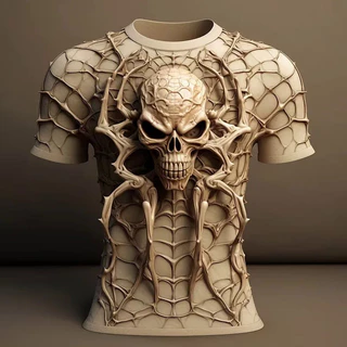 Camiseta De Caveira Para Homens 3d Spider Print Street Designer Roupa De Homem Casual Diária Manga Curta Solta