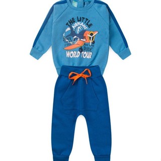 Conjunto Bebê Moletom Menino - Avião - Azul