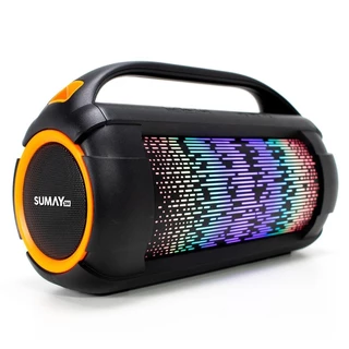 Caixa De Som Bluetooth Portátil Sumay Firebox Sm-Csp1305 60W com LED's Suporte para Alça e Funções TWS/USB/AUX/FM - Preto