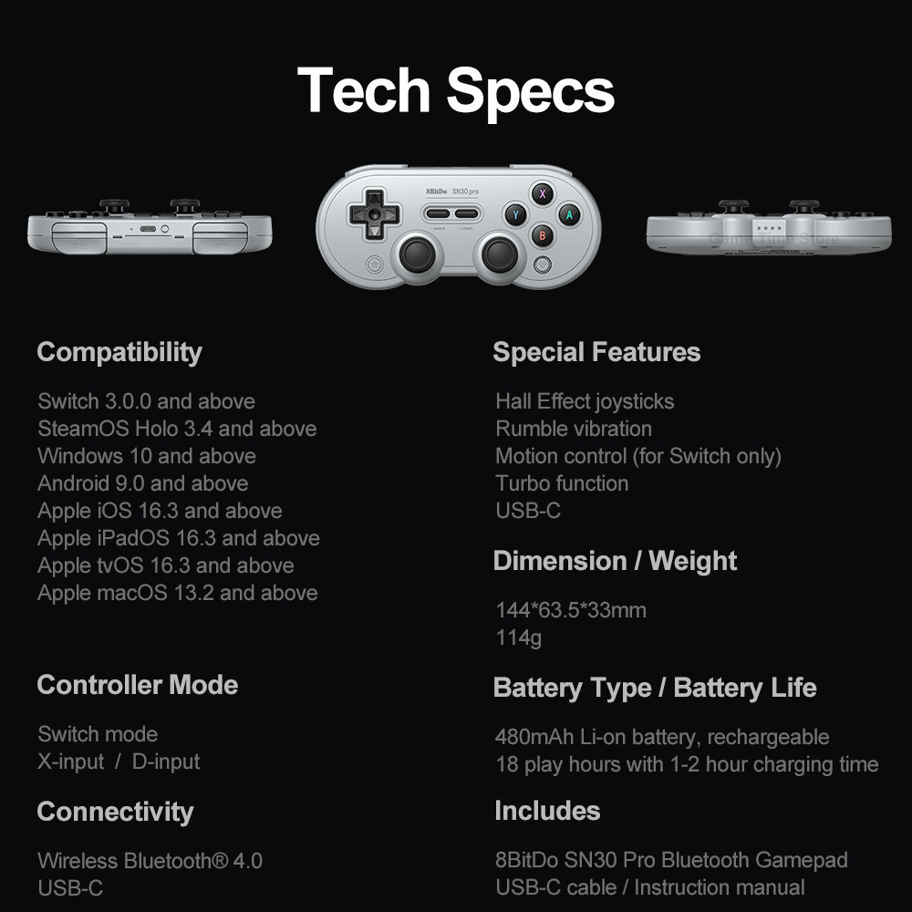 8Bitdo SN30 Pro Controlador Bluetooth Sem Fio Gamepad Joysticks De