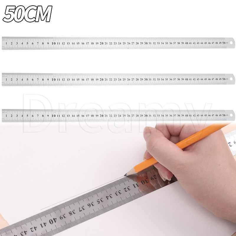 Régua De Metal De Aço Inoxidável De 1/2 Unidade De 50 Cm-Desenho De ...