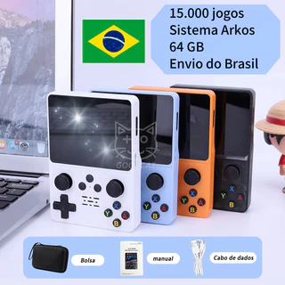 Mini Console De Jogos Portátil R35S 64 Gb 15000 3.5 " Tela HD IPS 2 Emuladores ArkOS 2.0 (Enviado Do Brasil)