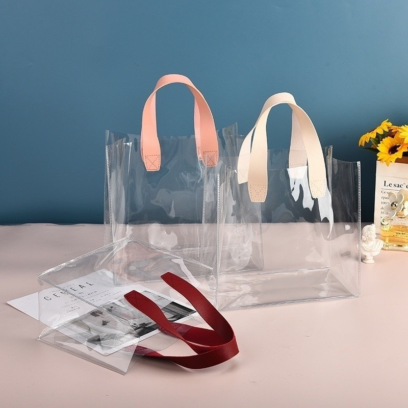 Saco De PVC Transparente Flores Tote Embalagem Para Compras Presente De ...