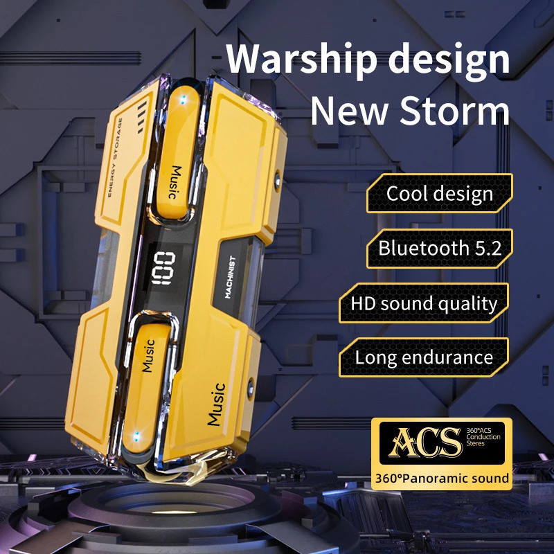 GM20 Transformadores sem fio HiFi Stereo Headset, Bluetooth 5.3 fone de ouvido, baixa latência auscultadores, jogos e música, Dual Mode Earbuds