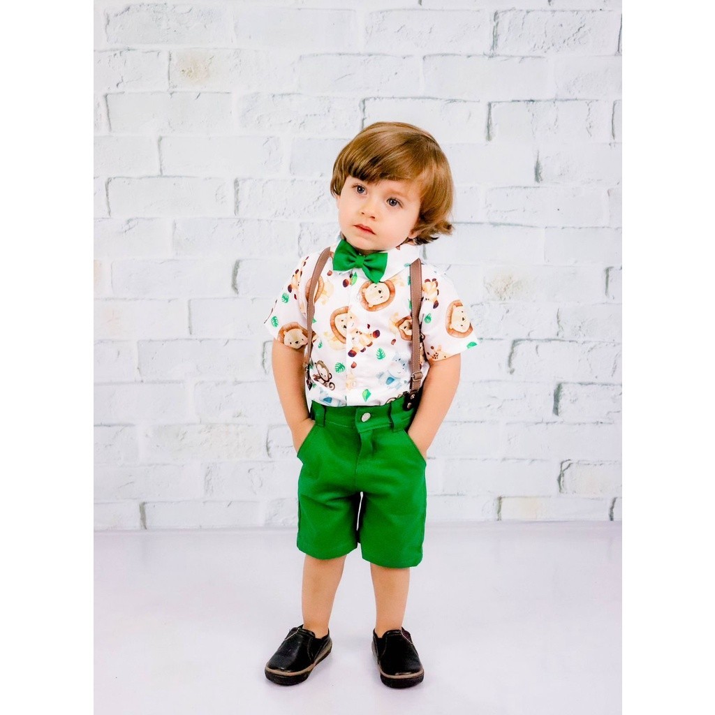 Conjunto Roupa Social Festa Infantil Safari O Look Perfeito 1 a 3 anos