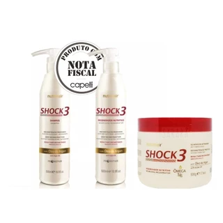 NUTRAHAIR KIT SHOCK3 ÓLEO DE ARGAN SHAMPOO + REGENERADOR + MÁSCARA