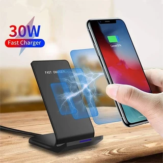 Suporte de carregador sem fio 30W Qi Suporte de telefone para estação doca de carregamento rápido para Samsung