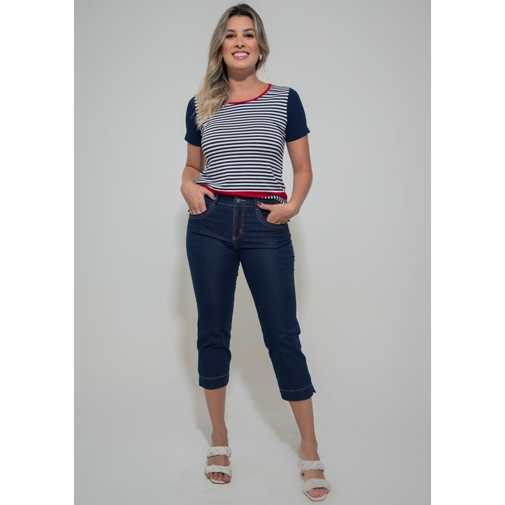 Corsário Básica Jeans Escuro | Pau a Pique | Shopee Brasil