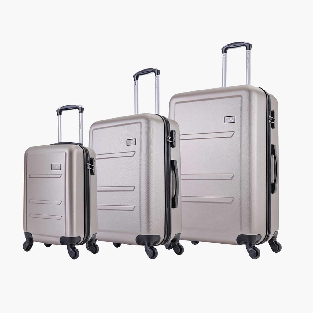 Kit 3 mala de viagem rodas 360° PMG Montreal Champagne Swiss Move