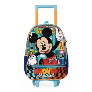 Mochila de Rodinha Infantil Masculina Mickey Azul