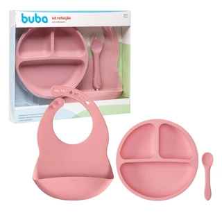 Kit Refeição Em Silicone Rosa 19569 - Buba