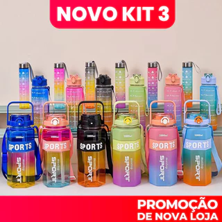 Frasco De Aperto Motivacional De 2000ml Com Adesivos 2D Em Inglês-Kit De 3 , Capacidade De 4.8 , 21.6 Mil Avaliações