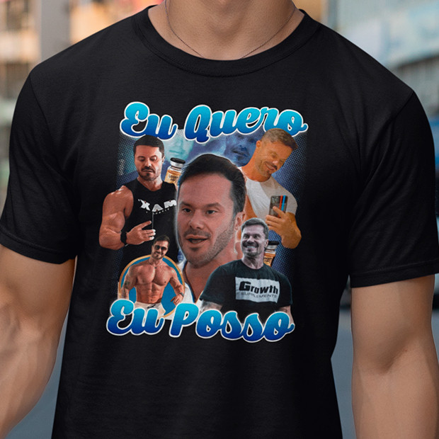 Camiseta Academia Cariani Meme Eu Quero Eu Posso Marromba unissex