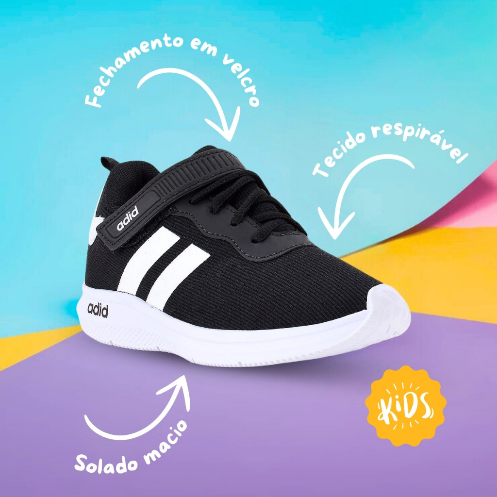 Tênis Esportivo Infantil Com Velcro Menino Menina Criança volta as ...