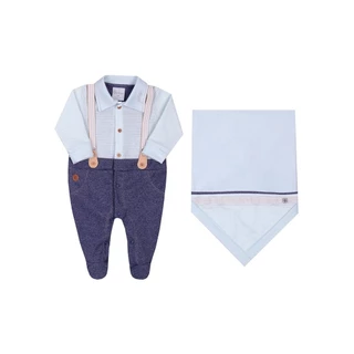 Saída Maternidade Bebe Menino Suspensório - Paraíso Azul Claro - P
