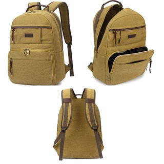Mochila Em Lona Resistente Escolar Costas Média Bolsos Alça