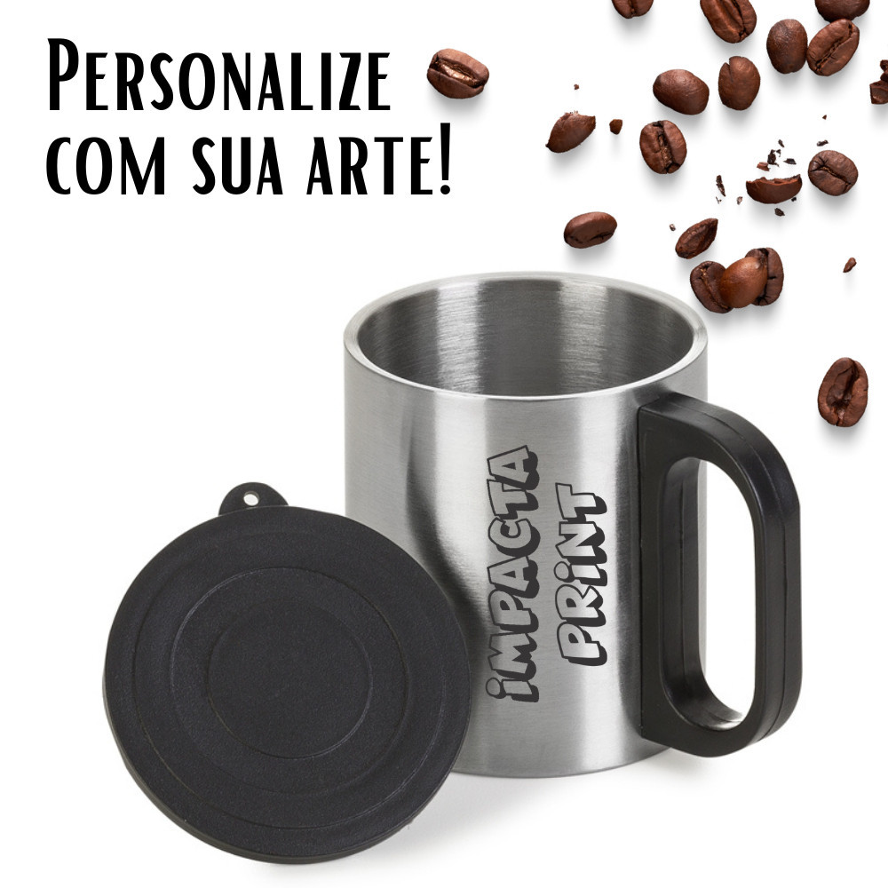 Caneca Canequinha de Inox com alça 180ml Personalizada C/Nome - Logo – Time