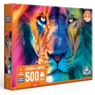 QUEBRA CABEÇA LEÃO 500 PEÇAS TOYSTER PUZZLE IMAGEM COLORIDA GAME OFFICE BRINQUEDO JOGO EDUCATIVO DIDÁTICO REI DA SELVA