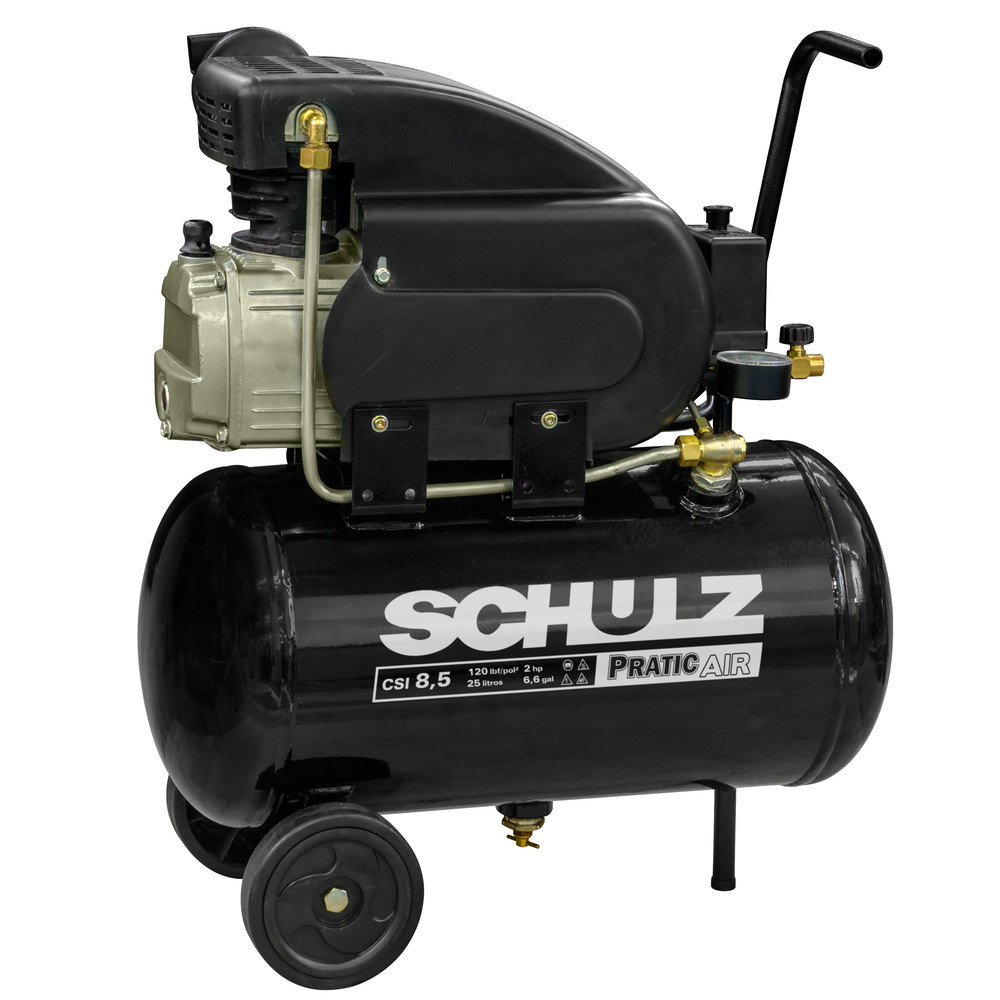 Compressor de ar 8,5 pés 25 litros 2 hp 120 lbs - Pratic Air CSI 8/25L - Schulz