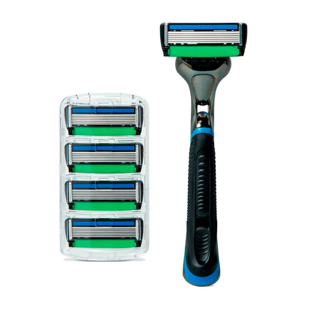 Kit Aparelho de Barbear Barbeador The Razor 6 Lâminas Recarregável c/5 ...