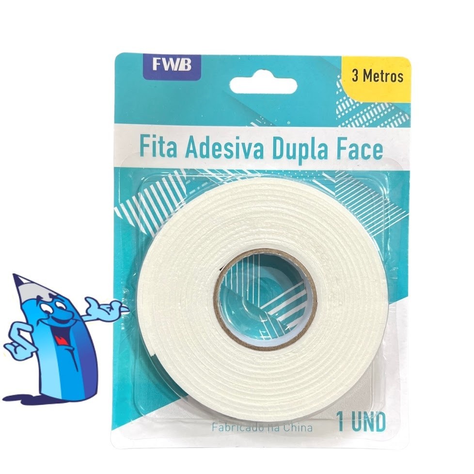 Fita Adesiva Dupla Face 18mm x 3 Metros Ideal Para Quadros E Placas ...