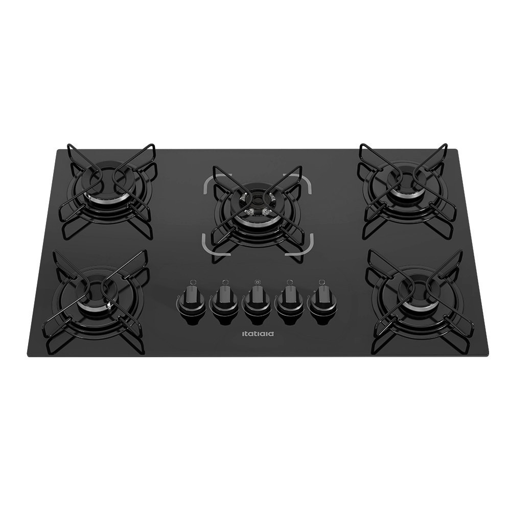 Cooktop Itatiaia Essencial 5 Bocas Com Tripla Chama Mesa de Vidro e Acendimento Superautomático