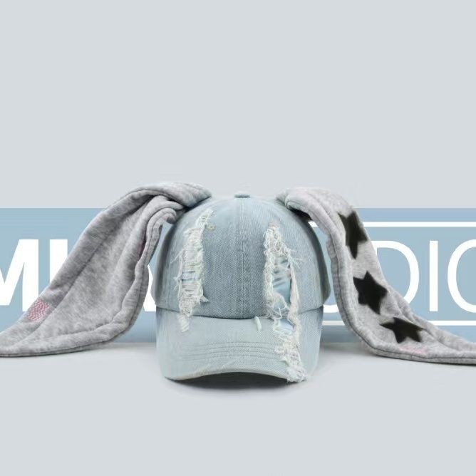 Lop Eared Rabbit Cowboy Lavado Graffiti Sweet Cool Hip Hop Chapéu