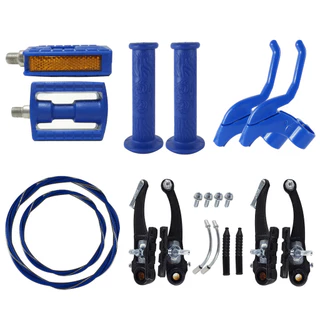 Kit Freio V-brake + Pedal E Acessórios Bicicleta Aro 16 Azul