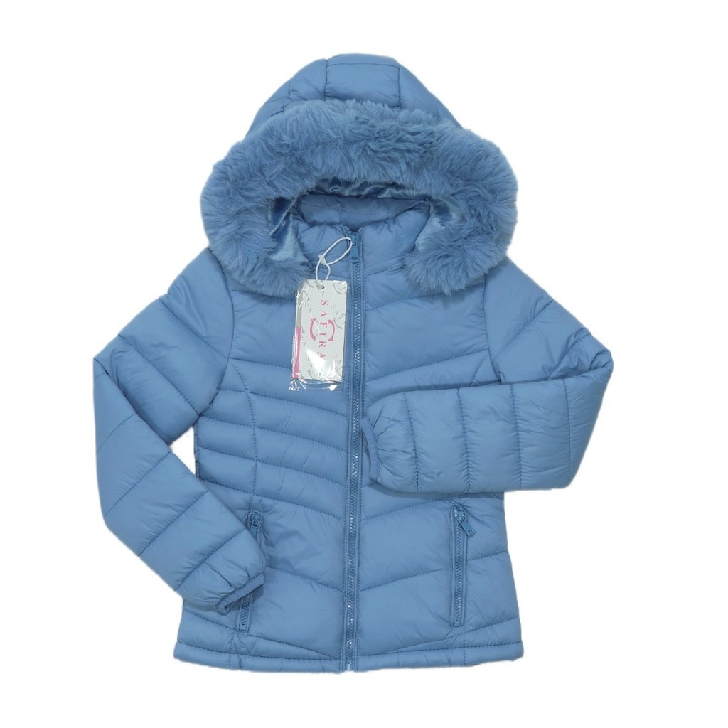 Jaqueta Nylon Forrada com Pelo Safira Infantil Juvenil do 8 ao 16 Menina