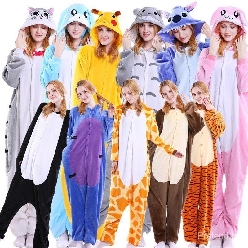 Disney Cartoon Stitch One Piece Set Pajamas Couples Cartoon Anime Home  Clothes Women Men plush Jumpsuits