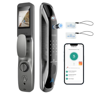 Intelar Fechadura Digital Eletronica Wi-Fi App TUYA Com Biometria Touch Senha Cartão Tag digital e desbloqueio com chave Duty Free - Em estoque