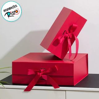 Caixa de Papel Rígido Retangular Rosa com Imã e Fita - 1 unidade - Rizzo