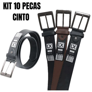 Kit 10 peças sortido cinto masculino social preto ou marrom adulto couro sintético casamento