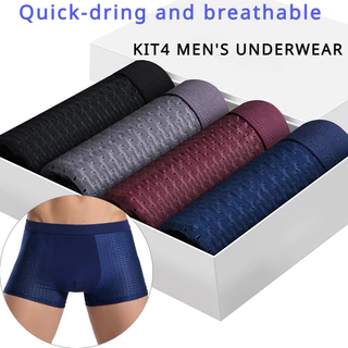 Kit 4 Cueca Boxer Masculino /Cueca Bambu de Malha