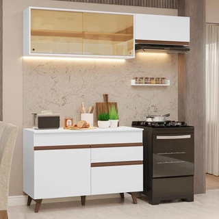 Armário de Cozinha Compacta 190cm Branco Reims Madesa 05 em Oferta na Shopee