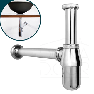 Sifão Copo Cromado Metal 1 1/4 Outlet Parede Banheiro Cuba Aparente Pia Suspensa Lavatorio Sifao Copo Metal Brilhoso Produto de Segunda Linha