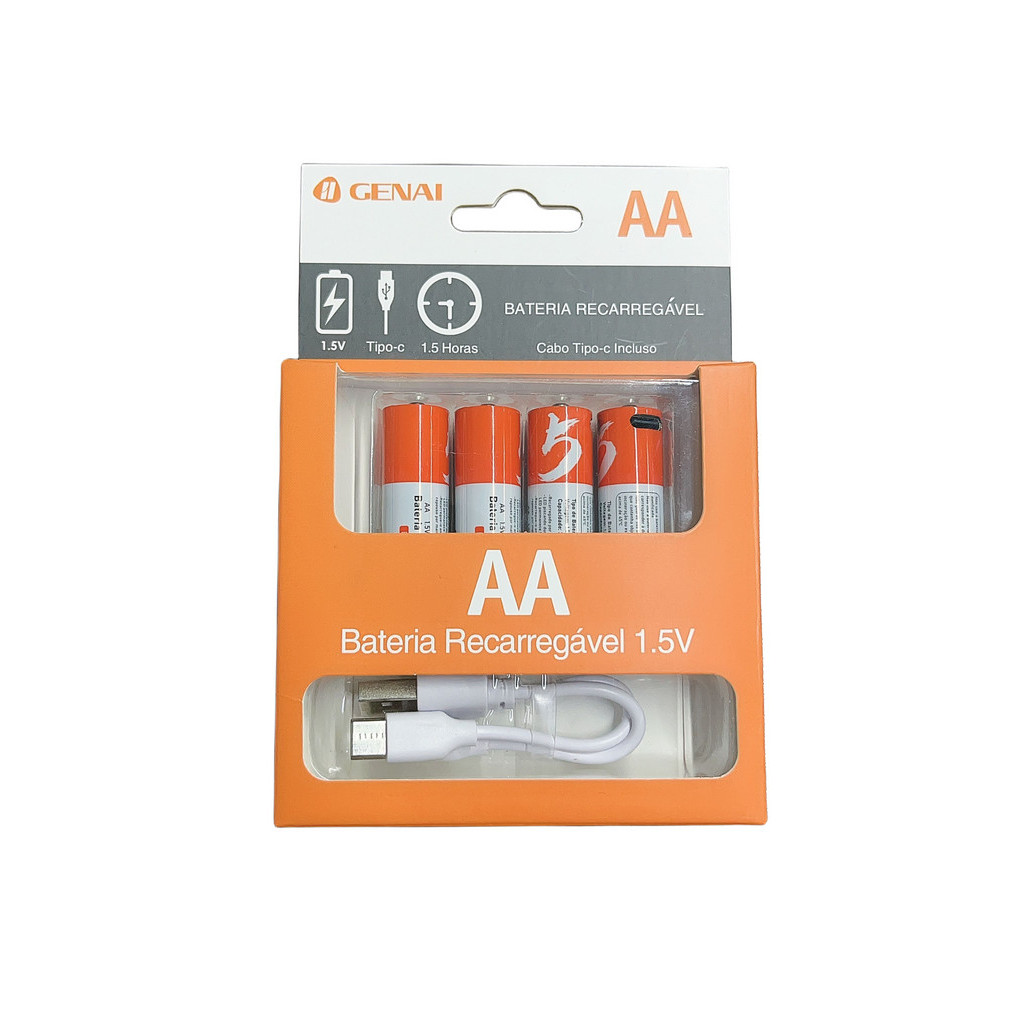Pilhas Aa Aaa 9v D Rr2 Cr123A Usb Powervac 1.5v Recarregável Usb-c