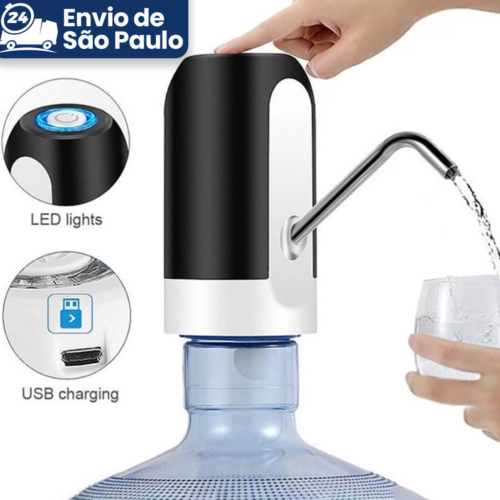 Bomba Elétrica Universal com Carregamento USB para Galão Garrafão de Água
