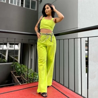 Calça Wid Leg Jeans Color