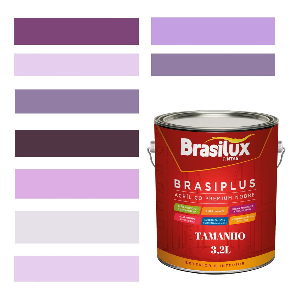 Tinta Parede Roxa Lavável 3.2l Acrílica Fosca Brasiplus | Shopee Brasil