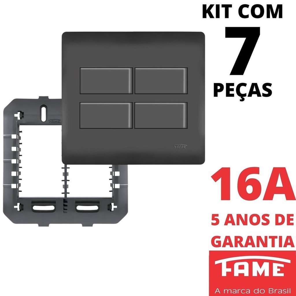 7un Interruptor Paralelo Three Way 4 Teclas 16A Com Placa 4x4 Habitat ...